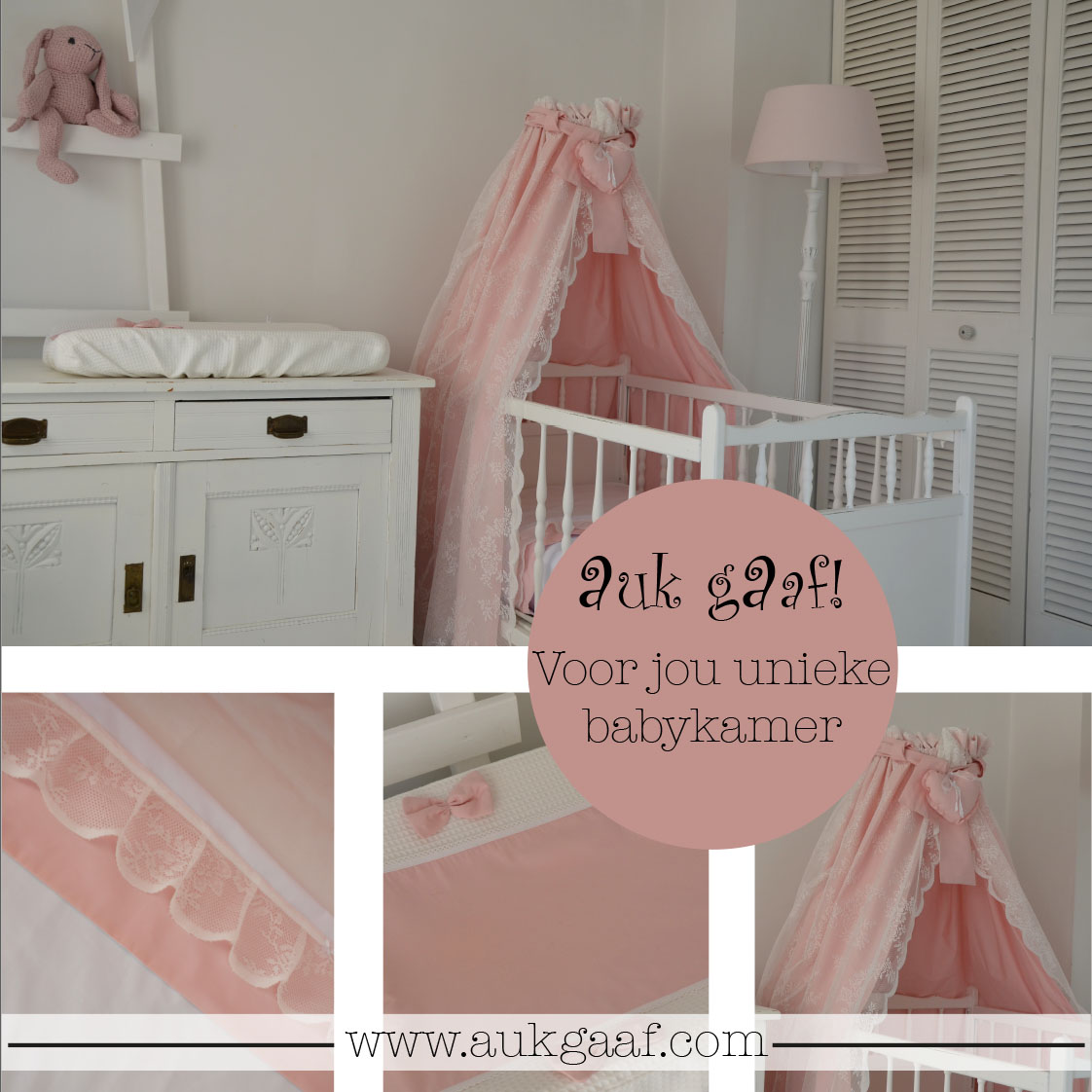 Babykamer aankleding zacht roze kant "Menno" lifestyle