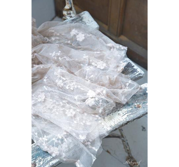 Soft tulle with flowers ''cream''