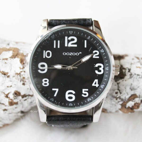 Oozoo junior horloge zilver met zwart bandje